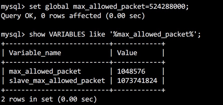 解決MySQL ERR 1153 Got a packet bigger than 'max_allowed_packet' bytes 錯誤