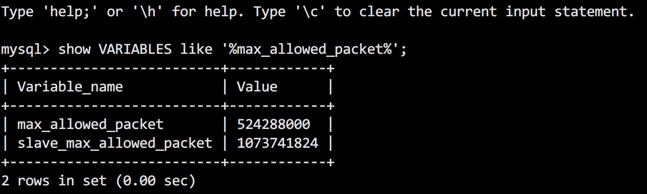 解決MySQL ERR 1153 Got a packet bigger than 'max_allowed_packet' bytes 錯誤
