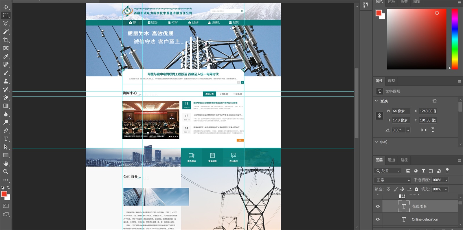 西藏中試電力科學技術(shù)服務有限責任公司網(wǎng)站效果設計圖