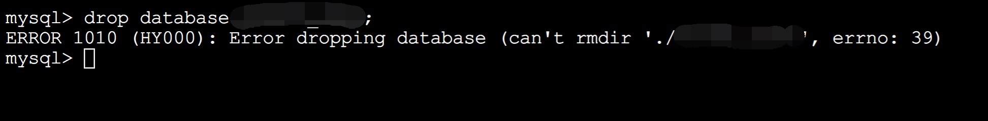 寶塔面板無法刪除數據庫，報錯ERROR 1010（HY000）：Error dropping database ( errno: 39)解決